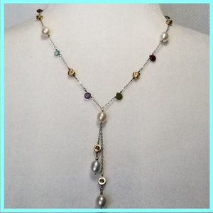Brighton Lariat Necklace Semi-Precious Stones